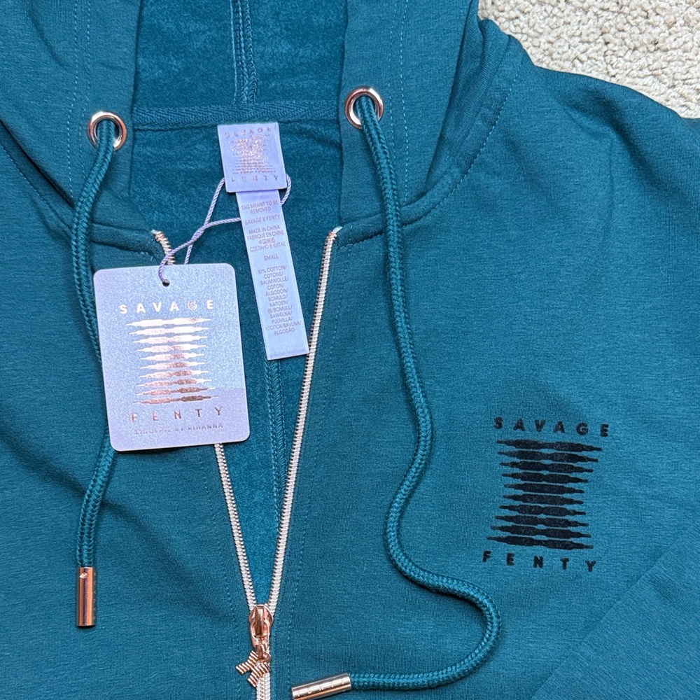 Savage X Fenty Teal Hooded Onesie | Small | NWT - Picture 2 of 3